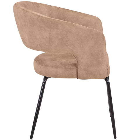 Verve 5-Piece Dining Set with 36" Round Dining Table in Black MDF Top and 4 Dining Chairs Upholstered in Velvet/LeatherThis 5-piece dining set includes a stylish 36" round table with a sleek black MDF top and 4 comfortable dining chairs upholstered in a l