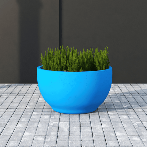 LeisureMod Grove Modern Fiberstone Round Planter Weather Resistant Design Plant Pot