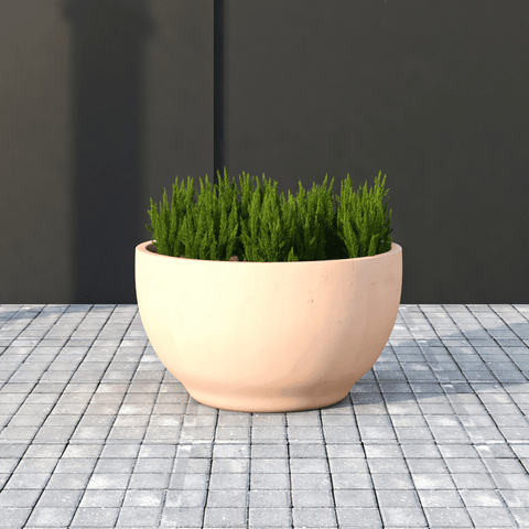 LeisureMod Grove Modern Fiberstone Round Planter Weather Resistant Design Plant Pot