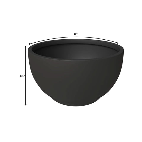 Grove Modern Fiberstone Round Planter Weather Resistant Design Plant Pot