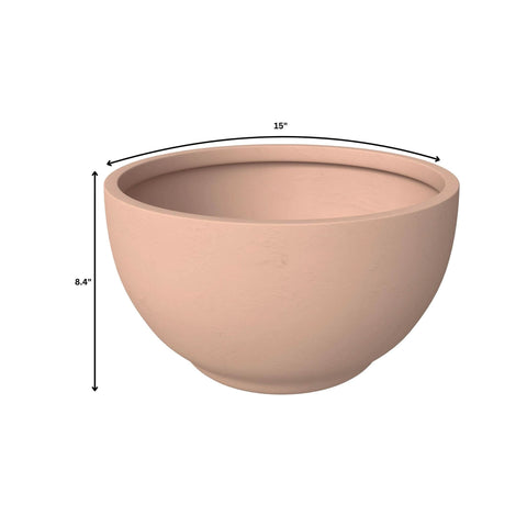 LeisureMod Grove Modern Fiberstone Round Planter Weather Resistant Design Plant Pot