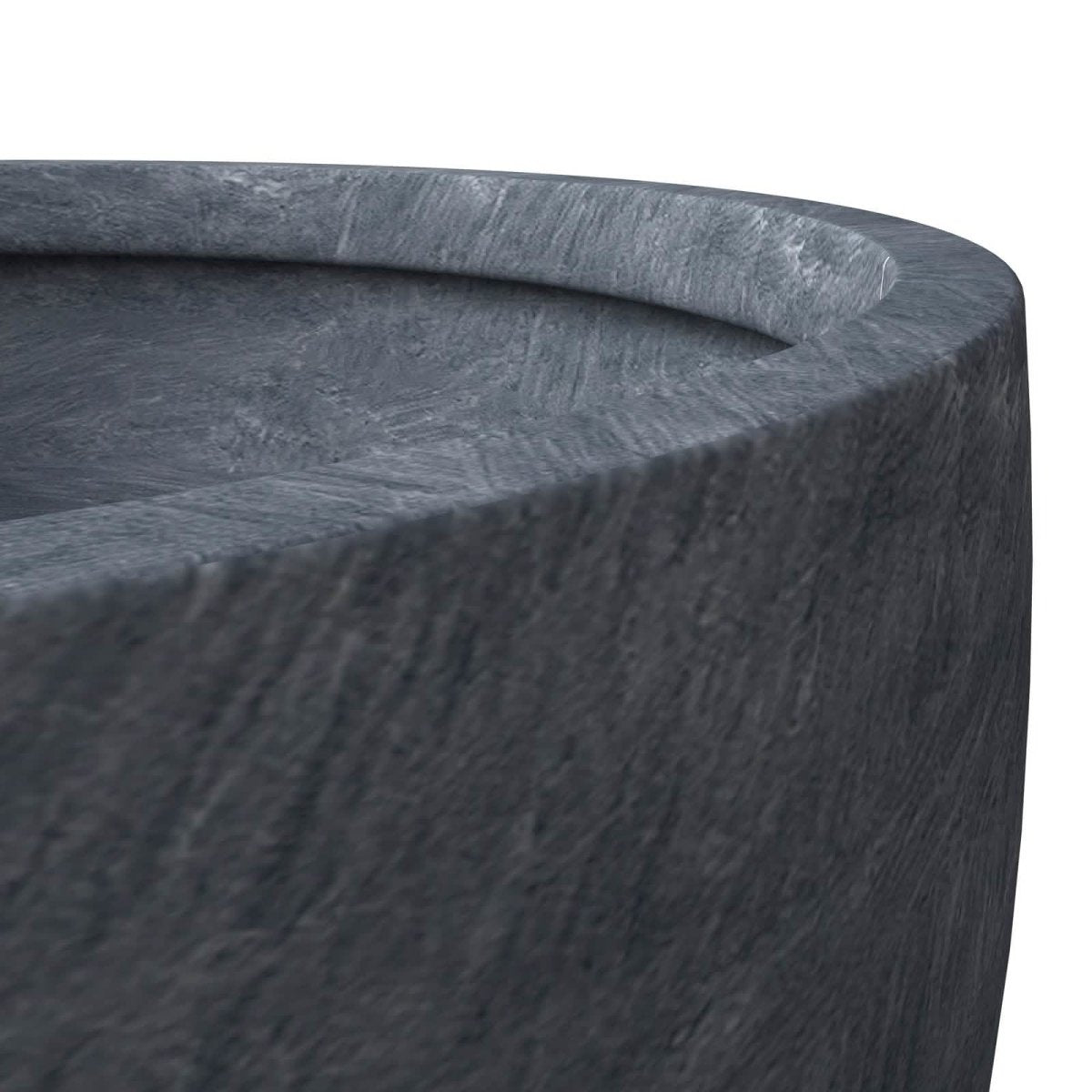 Grove Modern Fiberstone Round Planter Weather Resistant Design Plant Pot