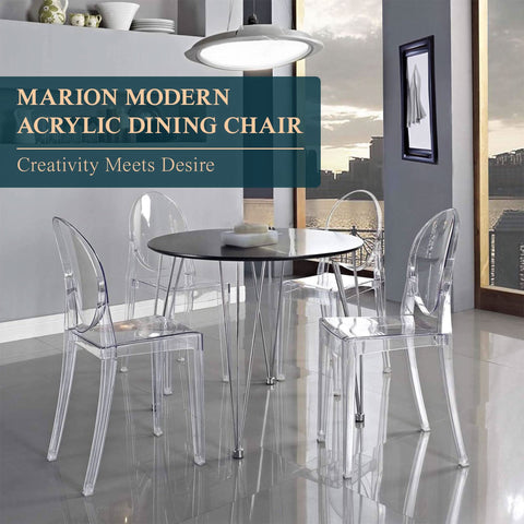 Marion Modern Transparent Acrylic Dining Chair, Set of 2