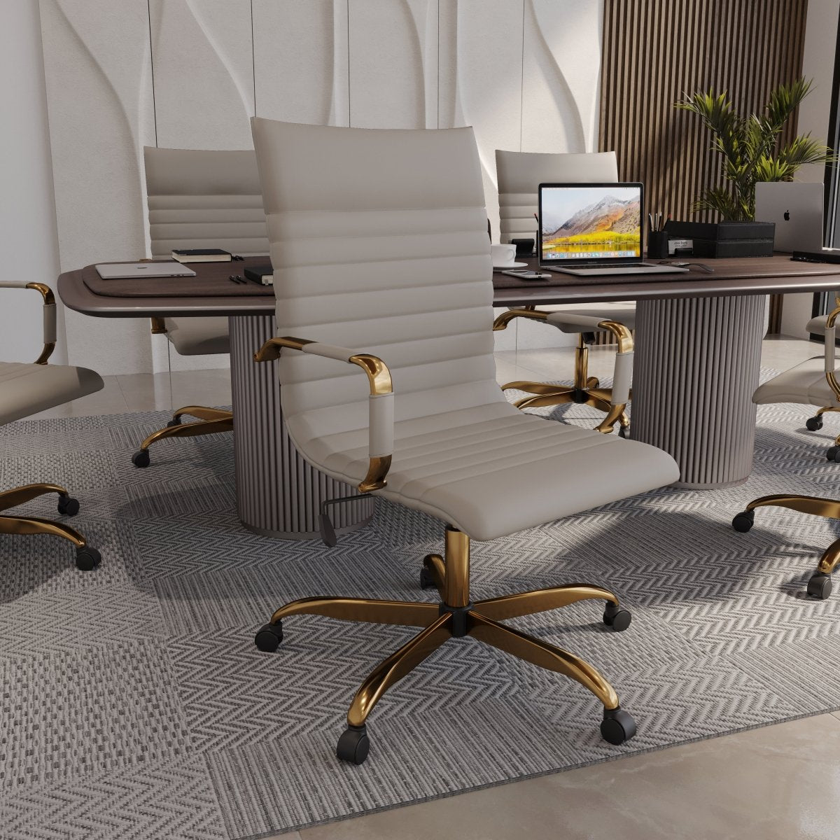 Harris Leather High - Back Adjustable Office Conference Chair with Armrests