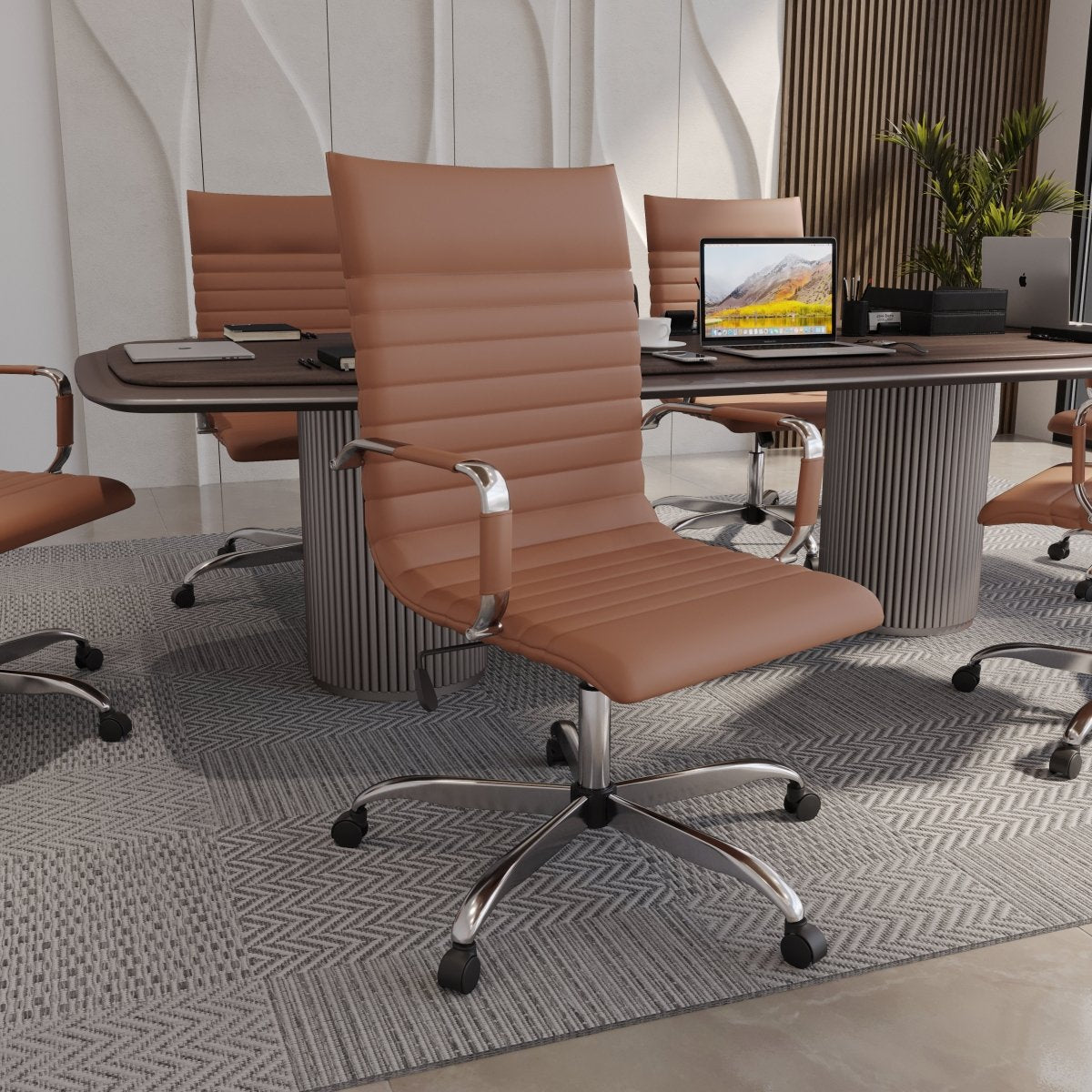 Harris Leather High - Back Adjustable Office Conference Chair with Armrests