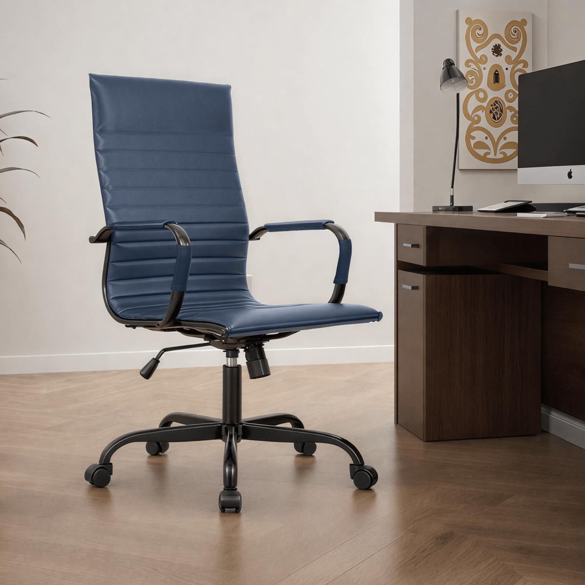 Harris Leather High - Back Adjustable Office Conference Chair with Armrests