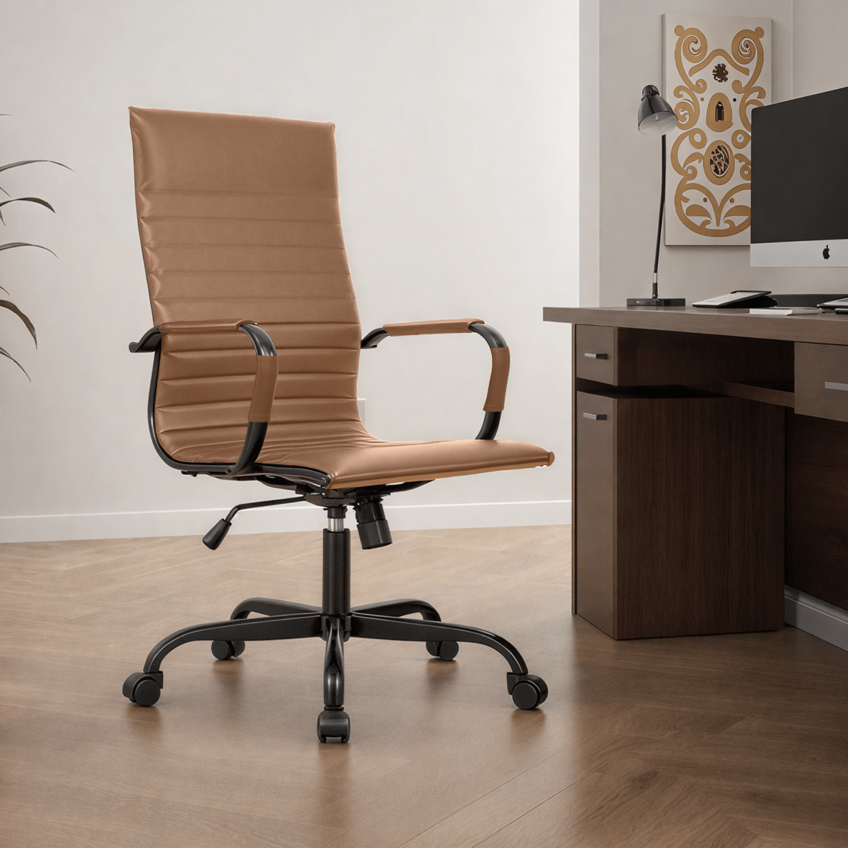 Harris Leather High - Back Adjustable Office Conference Chair with Armrests