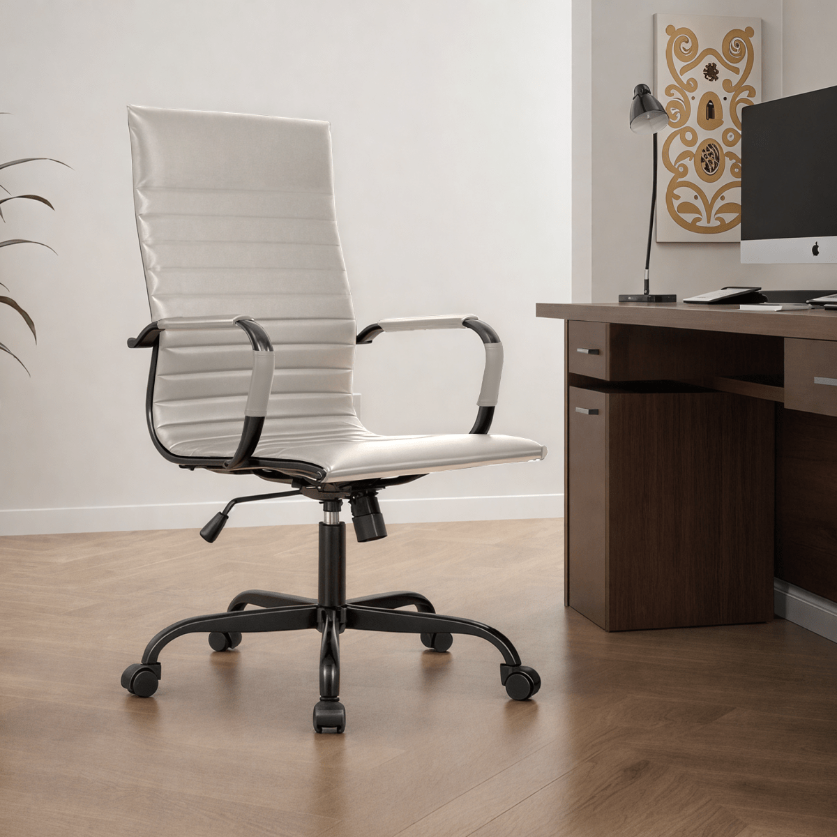 Harris Leather High - Back Adjustable Office Conference Chair with Armrests