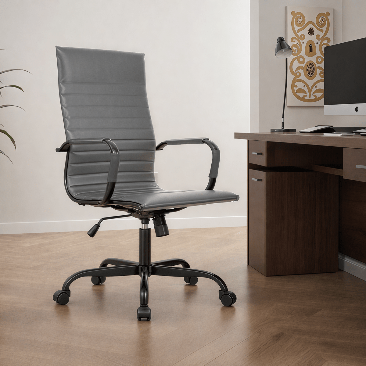 Harris Leather High - Back Adjustable Office Conference Chair with Armrests