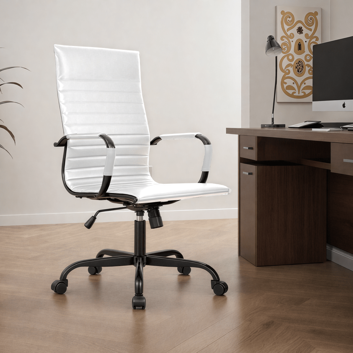 Harris Leather High - Back Adjustable Office Conference Chair with Armrests