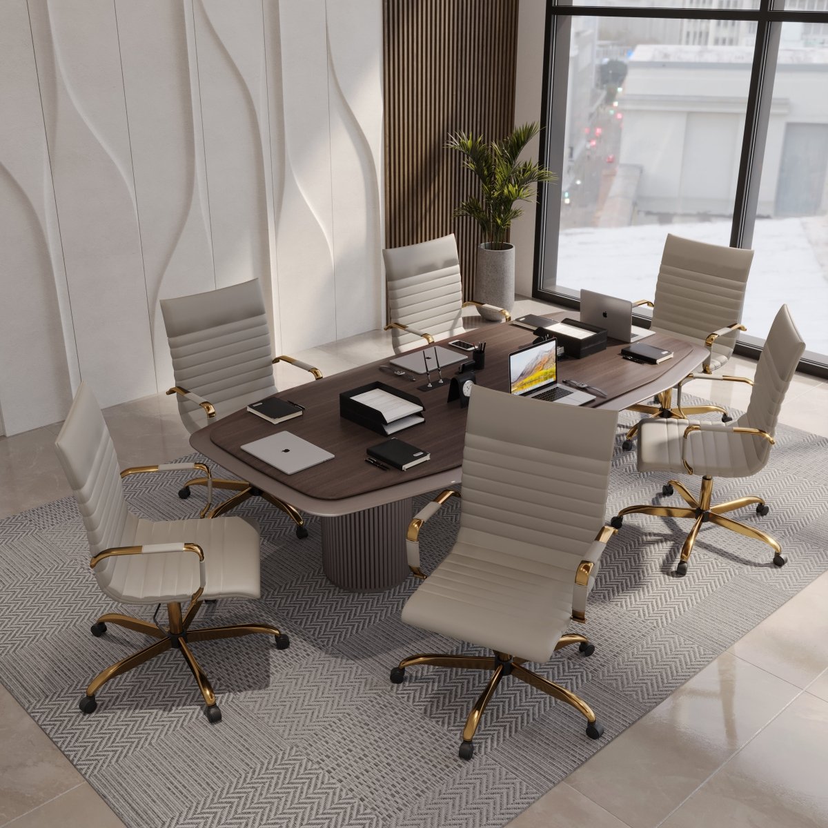 Harris Leather High - Back Adjustable Office Conference Chair with Armrests