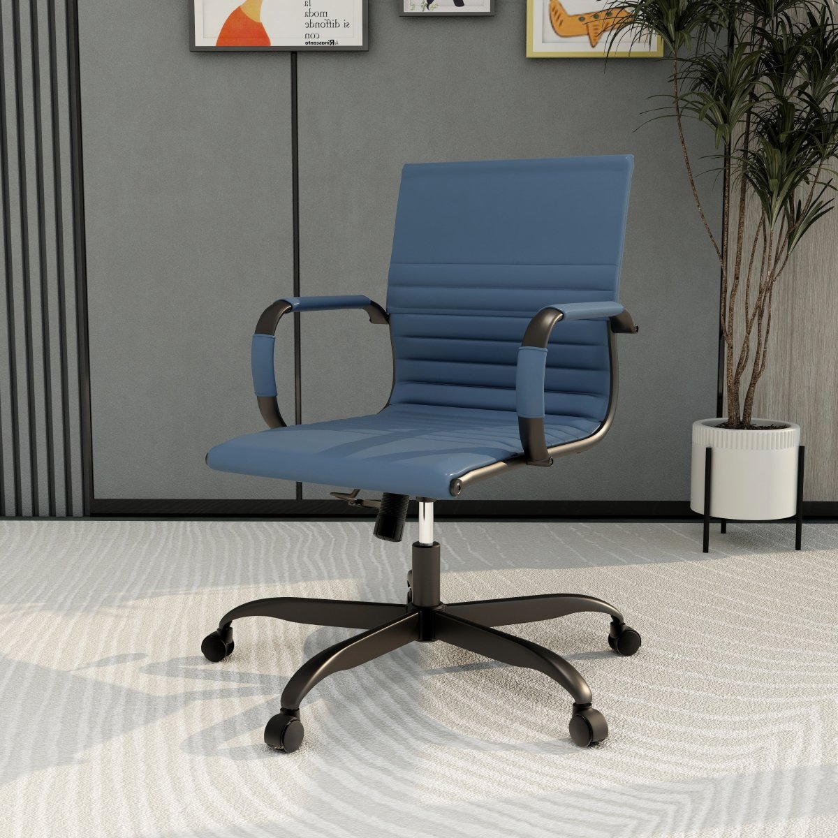 Harris Mid - Back Leather Adjustable Office Conference Chair with Armrests