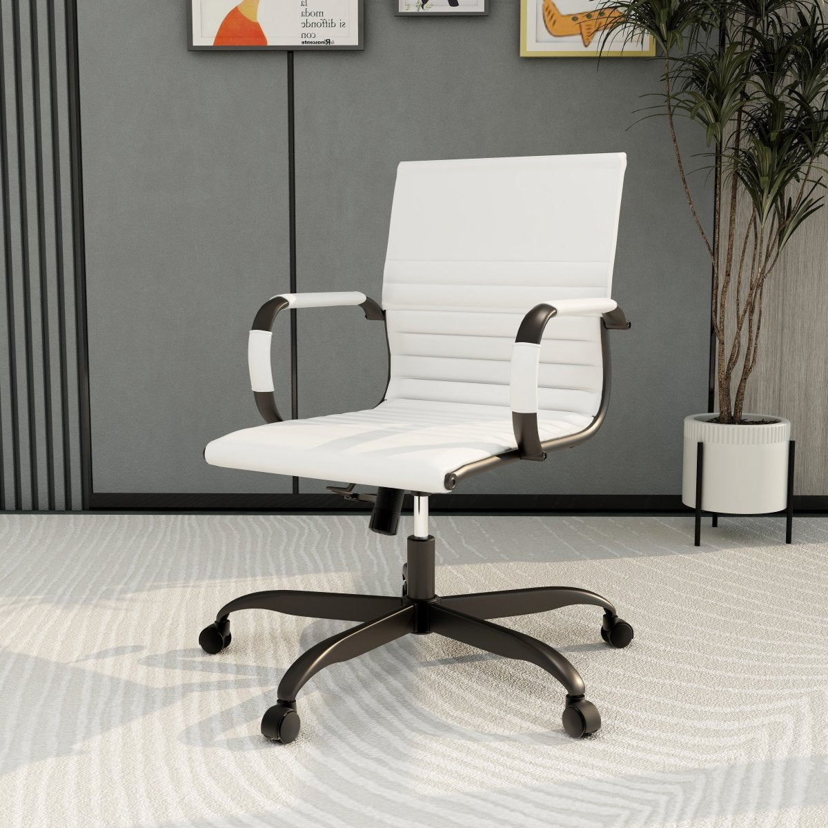 Harris Mid - Back Leather Adjustable Office Conference Chair with Armrests