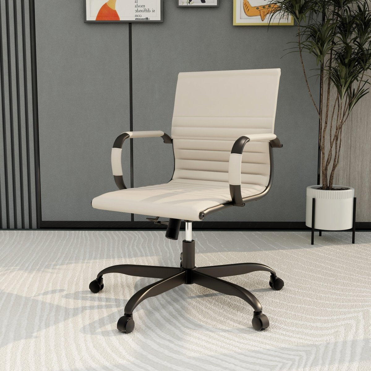Harris Mid - Back Leather Adjustable Office Conference Chair with Armrests