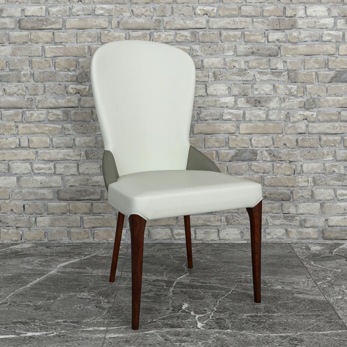 Havana Leather Dining Chair with a Two - Tone Color Design and Rubberwood Legs Set of 2