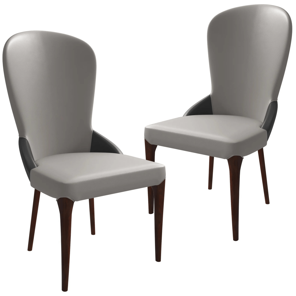 Havana Leather Dining Chair with a Two - Tone Color Design and Rubberwood Legs Set of 2