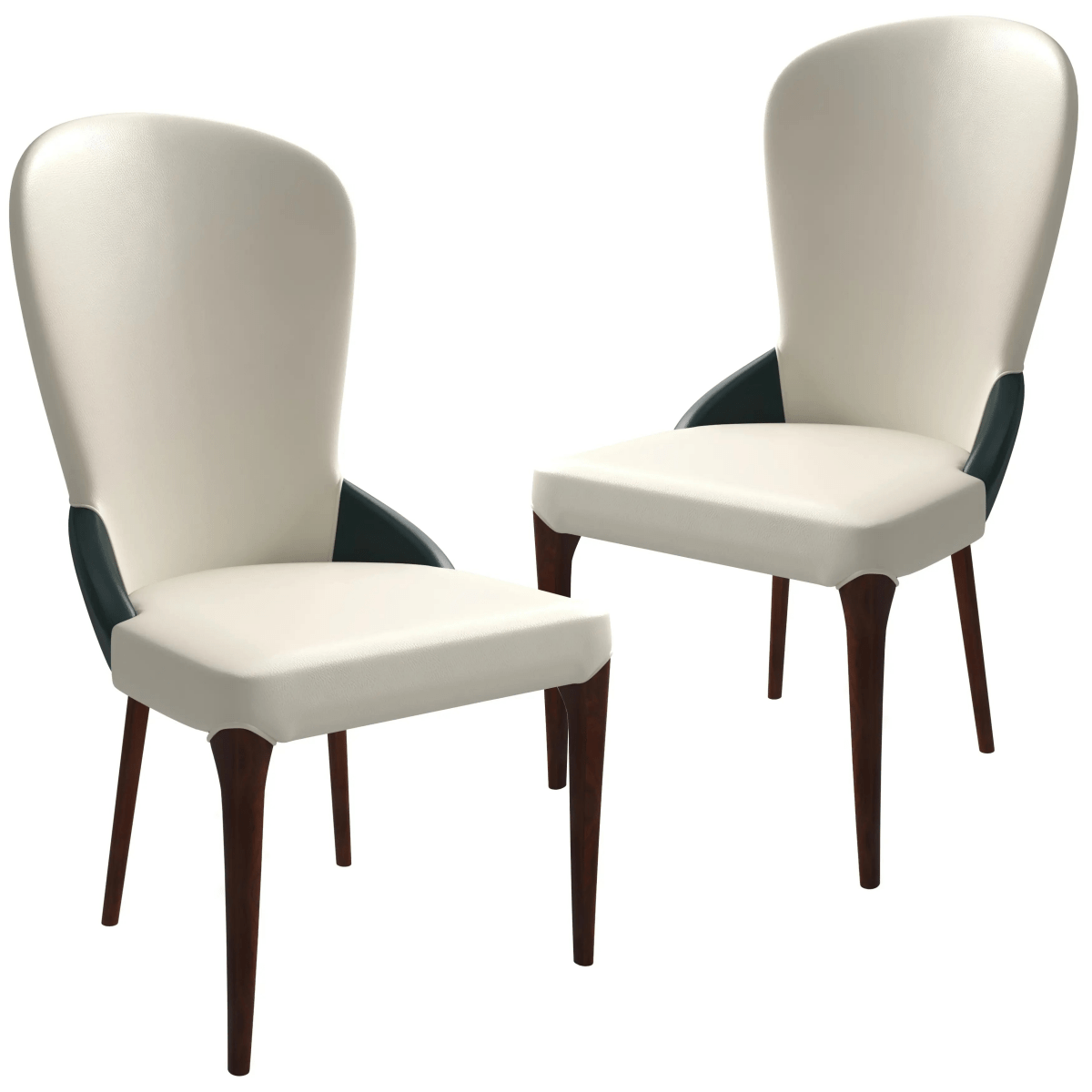 Havana Leather Dining Chair with a Two - Tone Color Design and Rubberwood Legs Set of 2
