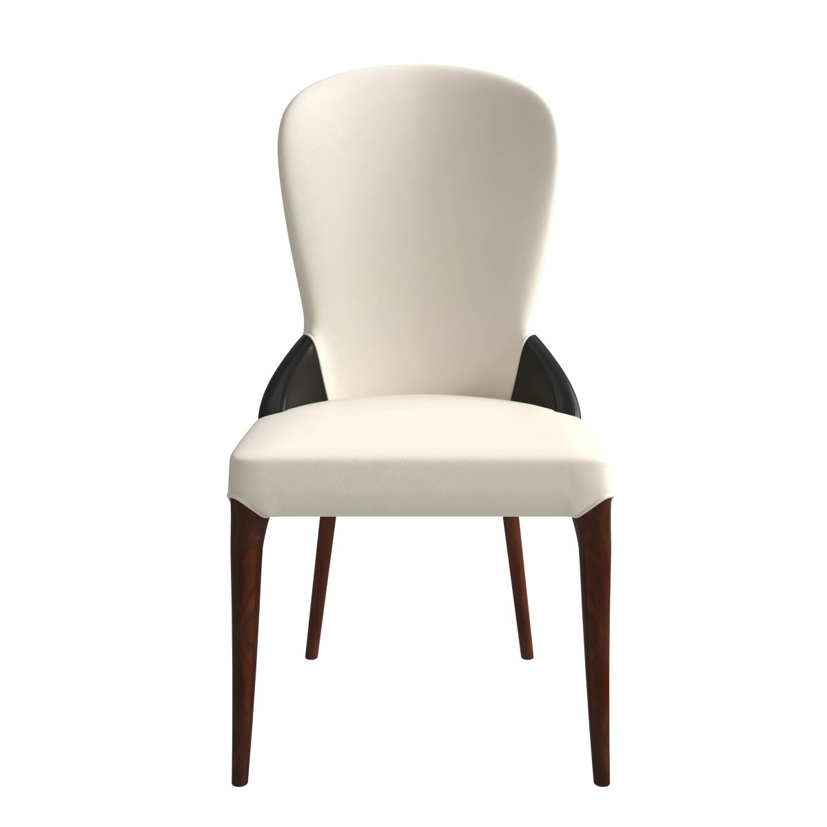 Havana Leather Dining Chair with a Two - Tone Color Design and Rubberwood Legs Set of 2