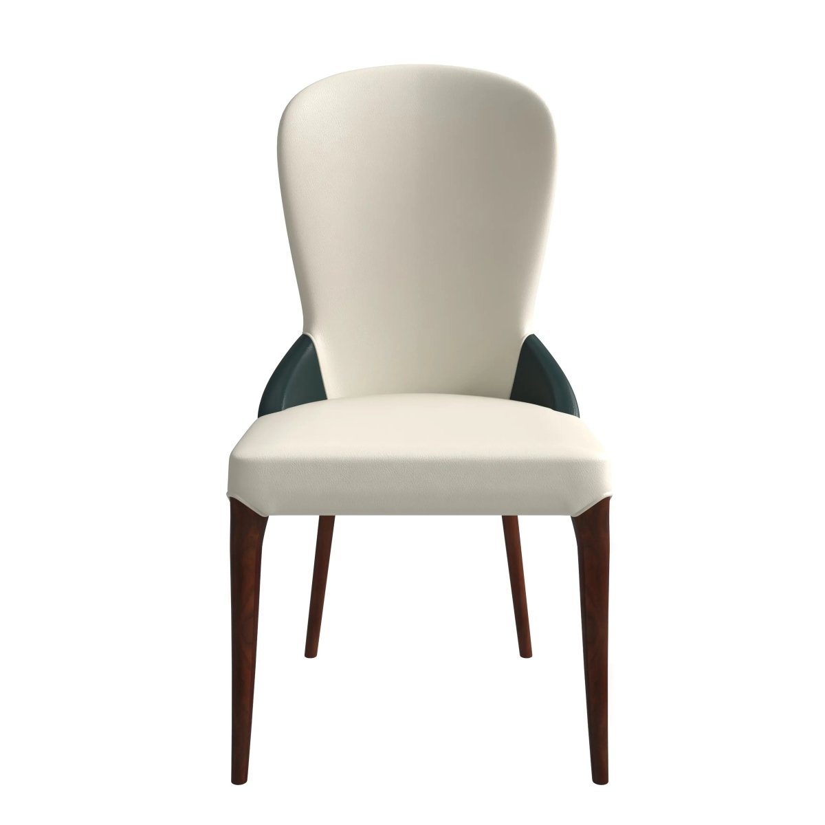 Havana Leather Dining Chair with a Two - Tone Color Design and Rubberwood Legs Set of 2