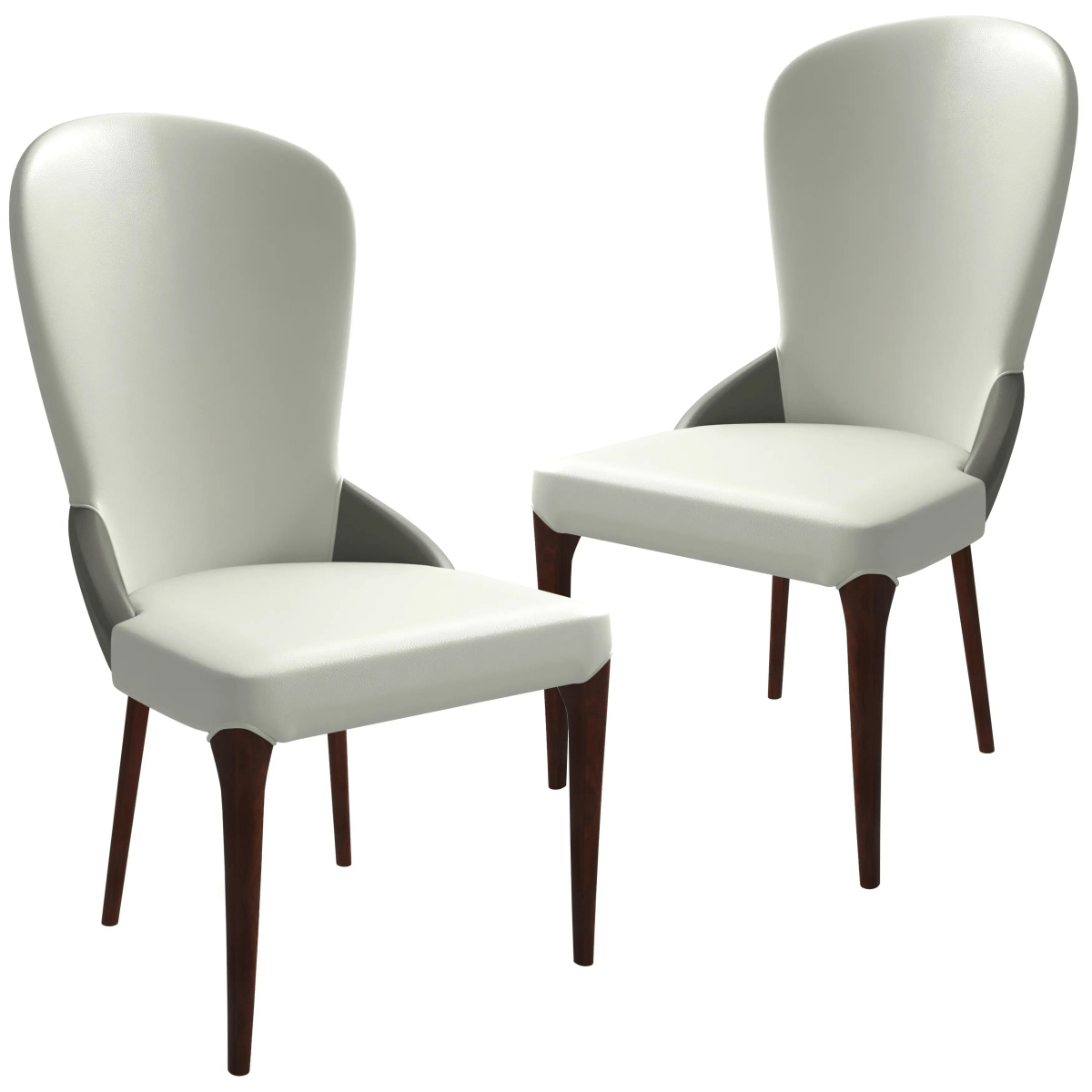 Havana Leather Dining Chair with a Two - Tone Color Design and Rubberwood Legs Set of 2