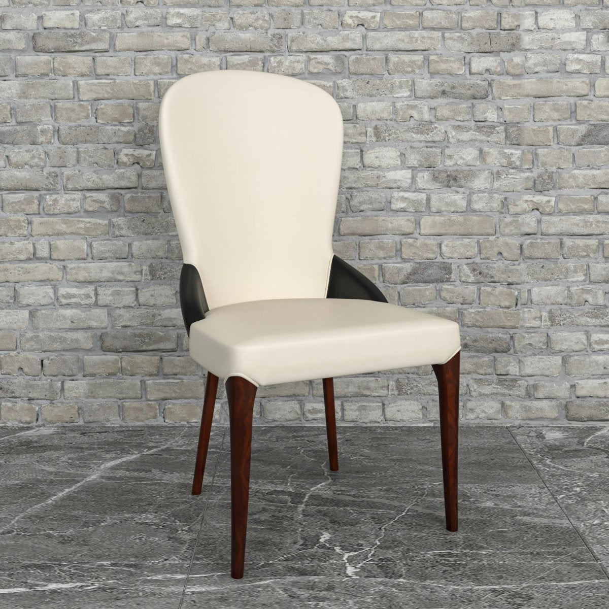 Havana Leather Dining Chair with a Two - Tone Color Design and Rubberwood Legs Set of 2