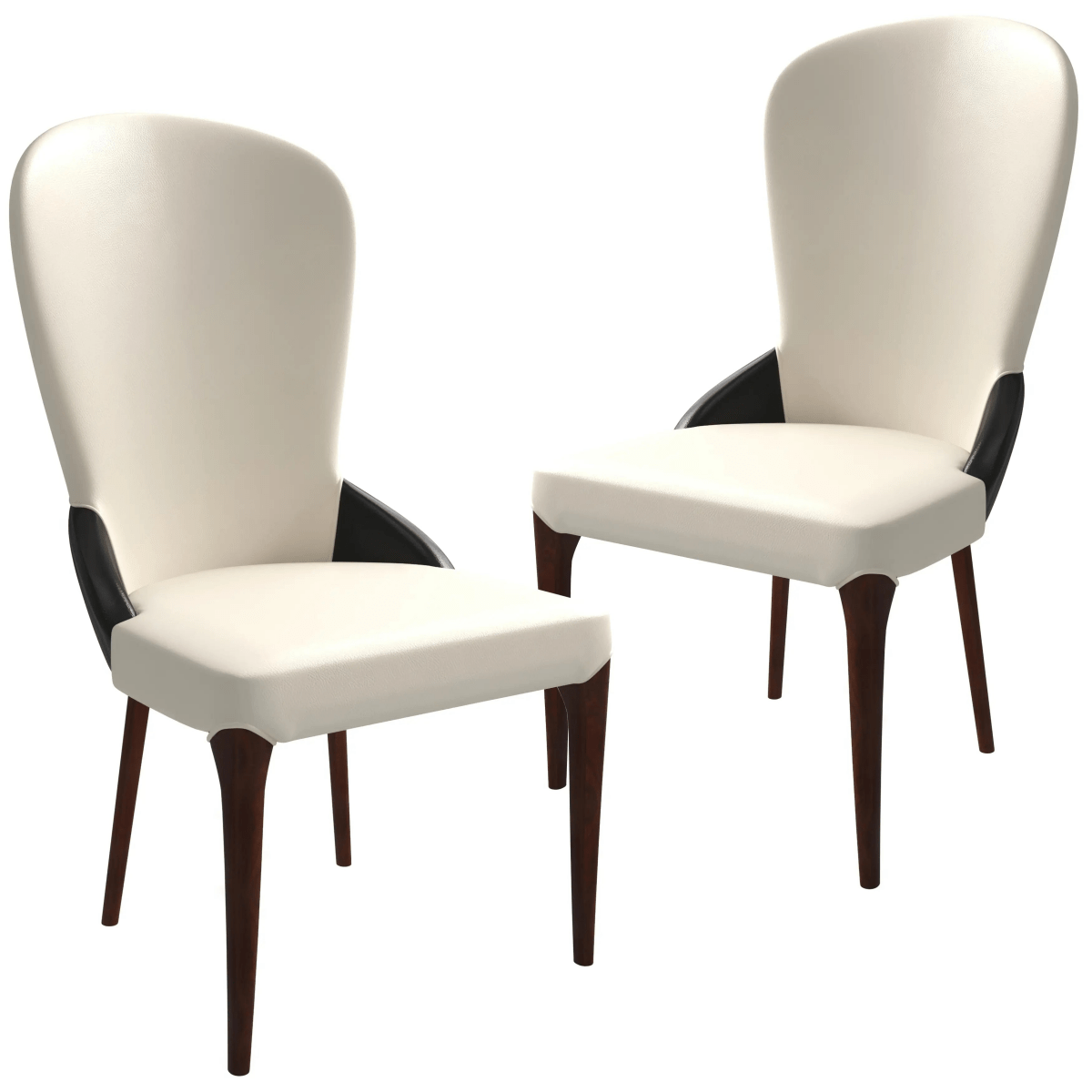 Havana Leather Dining Chair with a Two - Tone Color Design and Rubberwood Legs Set of 2