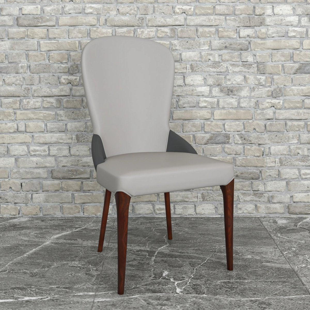 Havana Leather Dining Chair with a Two - Tone Color Design and Rubberwood Legs Set of 2
