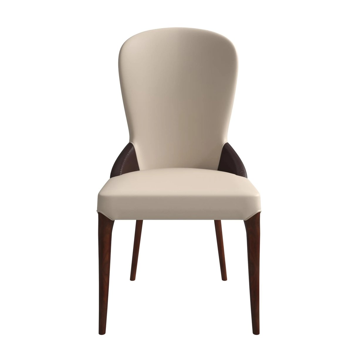 Havana Leather Dining Chair with a Two - Tone Color Design and Rubberwood Legs Set of 2