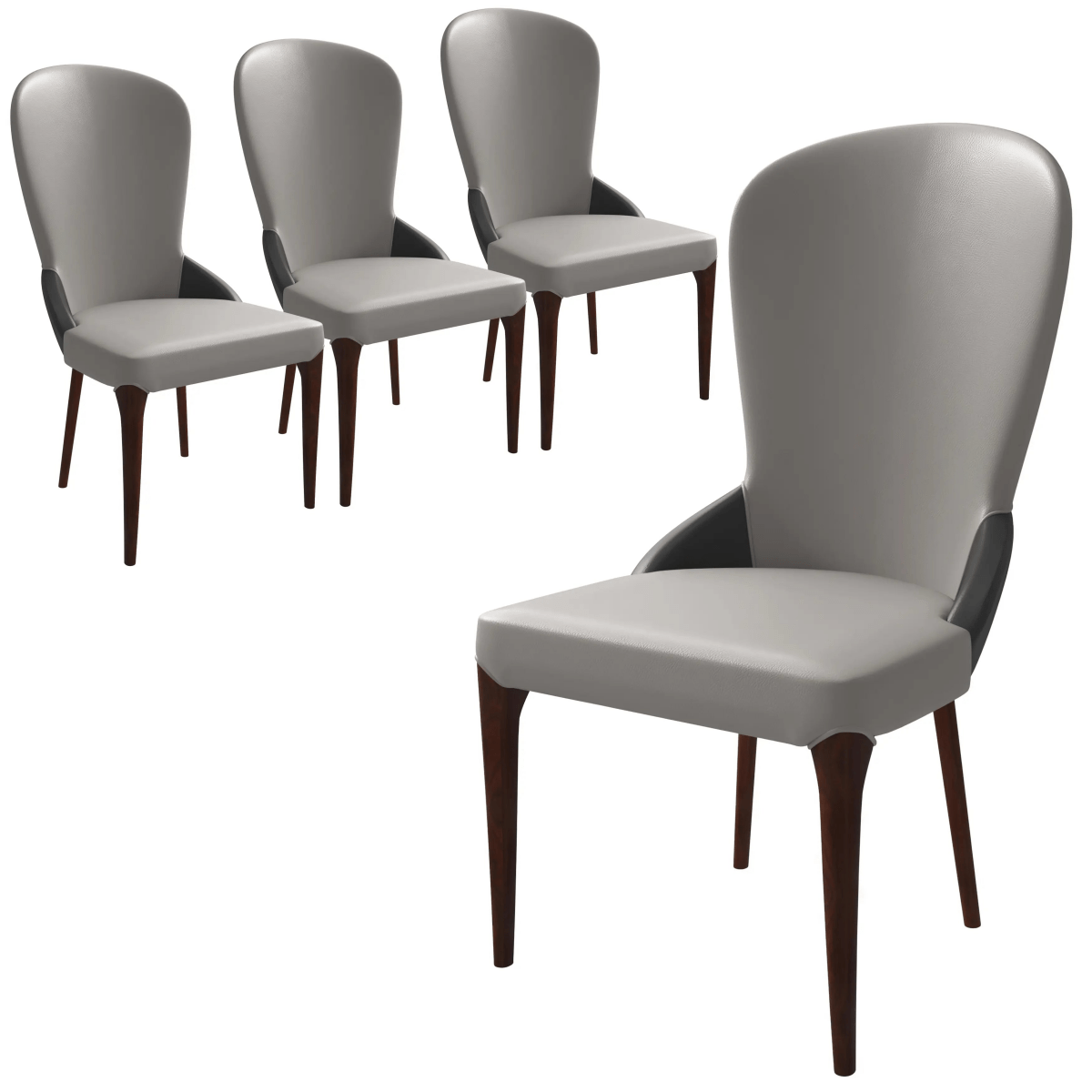 Havana Leather Dining Chair with a Two - Tone Color Design and Rubberwood Legs Set of 4