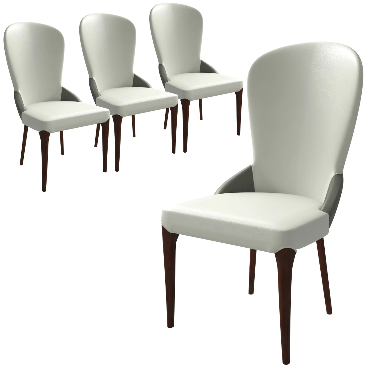 Havana Leather Dining Chair with a Two - Tone Color Design and Rubberwood Legs Set of 4