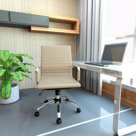 Harris Mid-Back Leather Adjustable  Office Conference Chair with Armrests
