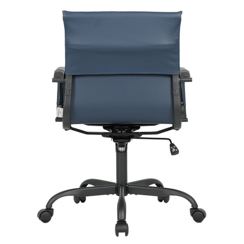 LeisureMod Harris Mid-Back Leather Office Conference Swivel Chair with Armrests