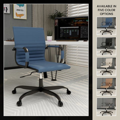 Harris Mid-Back Leather Adjustable  Office Conference Chair with Armrests