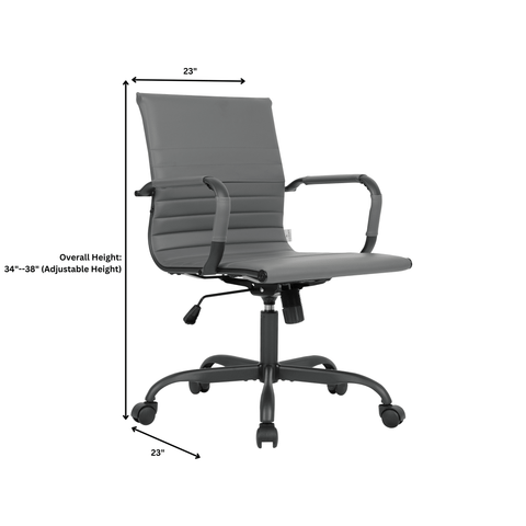 Harris Mid-Back Leather Adjustable  Office Conference Chair with Armrests