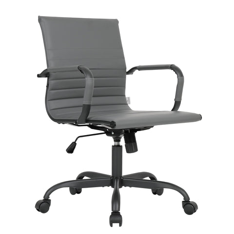Harris Mid-Back Leather Adjustable  Office Conference Chair with Armrests