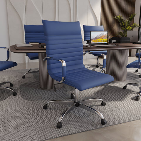 Harris Leather High-Back Adjustable  Office Conference Chair with Armrests