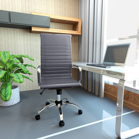 Harris Leather High-Back Adjustable  Office Conference Chair with Armrests