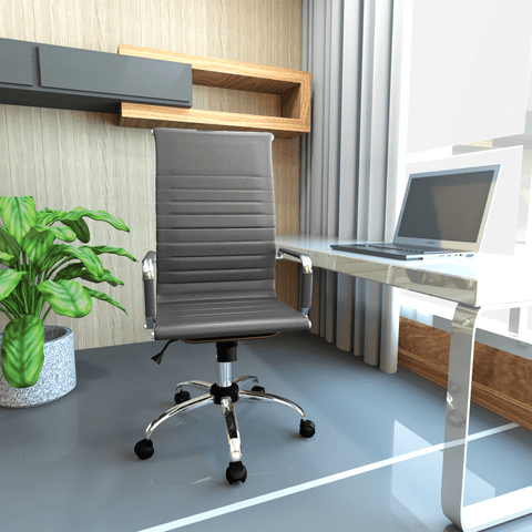 Harris Leather High-Back Adjustable  Office Conference Chair with Armrests