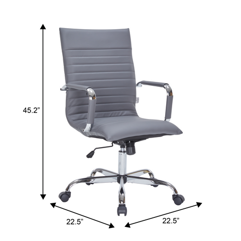 Harris Leather High-Back Adjustable  Office Conference Chair with Armrests