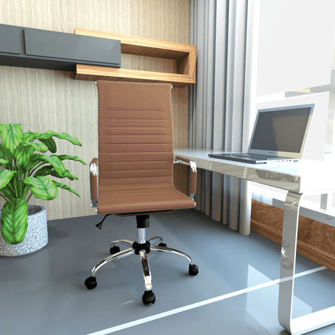 Harris Leather High-Back Adjustable  Office Conference Chair with Armrests