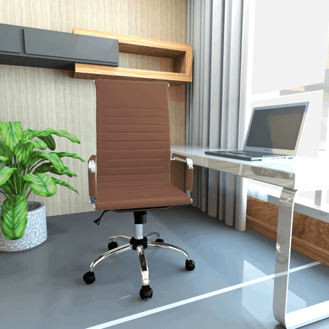 Harris Leather High-Back Adjustable  Office Conference Chair with Armrests