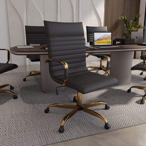 Harris Leather High-Back Adjustable  Office Conference Chair with Armrests