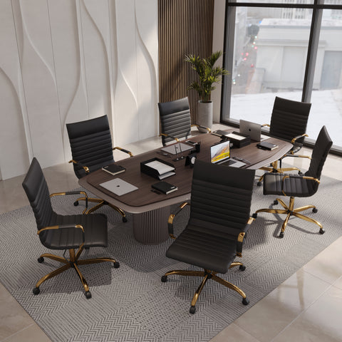 Harris Leather High-Back Adjustable  Office Conference Chair with Armrests