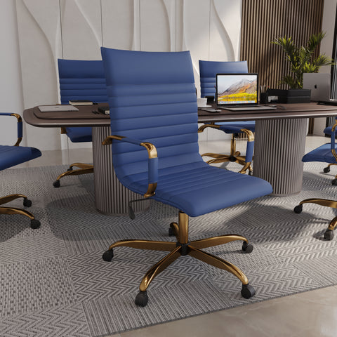 Harris Leather High-Back Adjustable  Office Conference Chair with Armrests