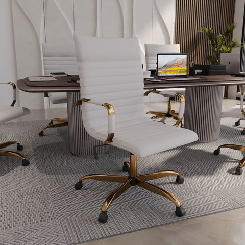 Harris Leather High-Back Adjustable  Office Conference Chair with Armrests