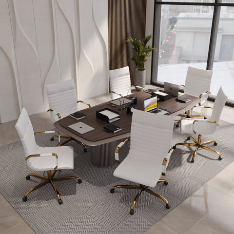 Harris Leather High-Back Adjustable  Office Conference Chair with Armrests