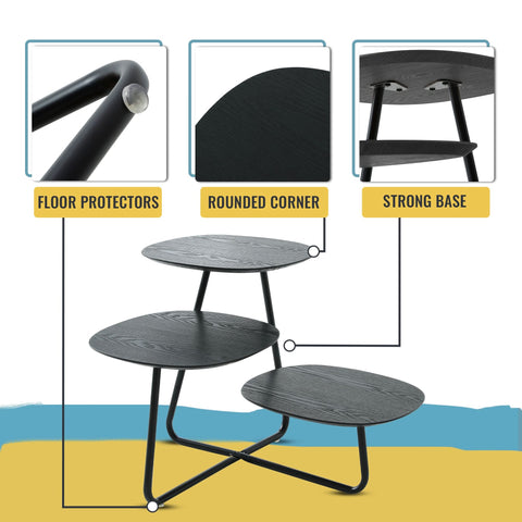 LeisureMod Hazelton Multi-Top End Tables with Manufactured Wood Top and Powder Coated Steel Frame