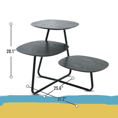 LeisureMod Hazelton Multi-Top End Tables with Manufactured Wood Top and Powder Coated Steel Frame