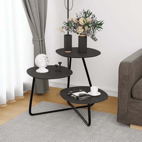 LeisureMod Hazelton Multi-Top End Tables with Manufactured Wood Top and Powder Coated Steel Frame