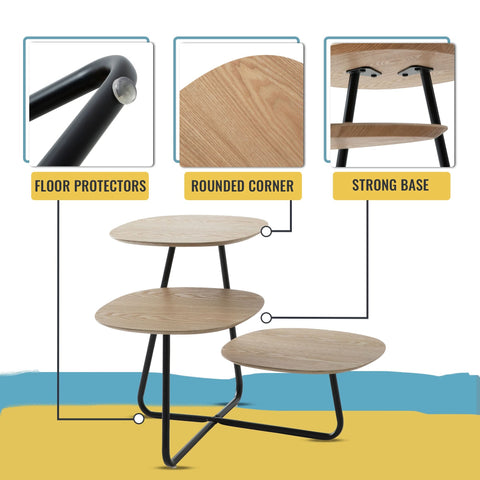 LeisureMod Hazelton Multi-Top End Tables with Manufactured Wood Top and Powder Coated Steel Frame